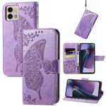 For Motorola Moto G Stylus 5G 2023 Butterfly Love Flower Embossed Leather Phone Case(Lavender)