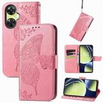 For OnePlus Nord CE 3 Lite Butterfly Love Flower Embossed Leather Phone Case(Pink)