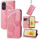For OPPO Reno8 T 4G Butterfly Love Flower Embossed Leather Phone Case(Pink)