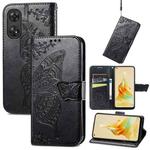 For OPPO Reno8 T 4G Butterfly Love Flower Embossed Leather Phone Case(Black)