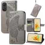 For OPPO Reno8 T 4G Butterfly Love Flower Embossed Leather Phone Case(Gray)