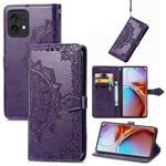 For Motorola Moto X40 Mandala Flower Embossed Leather Phone Case(Purple)