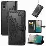 For Nokia C32 Mandala Flower Embossed Leather Phone Case(Black)