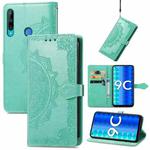 For Honor 9C Mandala Flower Embossed Leather Phone Case(Green)