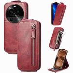 For OPPO Find X6 Pro Zipper Wallet Vertical Flip Leather Phone Case(Red)