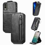 For Nokia C32 Zipper Wallet Vertical Flip Leather Phone Case(Black)