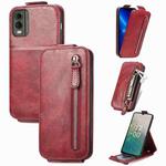 For Nokia C32 Zipper Wallet Vertical Flip Leather Phone Case(Red)