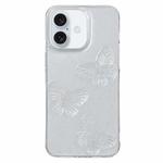 For iPhone 16 Clear Crystal Butterflies TPU Phone Case(Transparent)