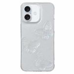 For iPhone 16 Plus Clear Crystal Butterflies TPU Phone Case(Transparent)