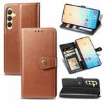 For Samsung Galaxy S24 5G Retro Solid Color Buckle Leather Phone Case(Brown)