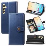 For Samsung Galaxy S24 5G Retro Solid Color Buckle Leather Phone Case(Blue)