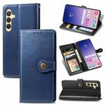 For Samsung Galaxy S24+ 5G Retro Solid Color Buckle Leather Phone Case(Blue)