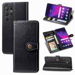 For Samsung Galaxy S24 Ultra 5G Retro Solid Color Buckle Leather Phone Case(Black)