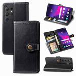 For Samsung Galaxy S25+ 5G Retro Solid Color Buckle Leather Phone Case(Black)