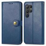 For Samsung Galaxy S25+ 5G Retro Solid Color Buckle Leather Phone Case(Blue)