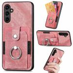 For Samsung Galaxy A14 5G Retro Skin-feel Ring Card Wallet Phone Case(Pink)