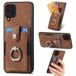 For Samsung Galaxy A22 4G Retro Skin-feel Ring Card Wallet Phone Case(Brown)