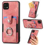 For Samsung Galaxy A22 5G Retro Skin-feel Ring Card Wallet Phone Case(Pink)