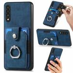 For Samsung Galaxy A50 Retro Skin-feel Ring Card Wallet Phone Case(Blue)