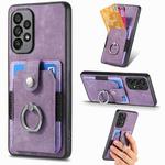 For Samsung Galaxy A53 5G Retro Skin-feel Ring Card Wallet Phone Case(Purple)