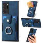 For Samsung Galaxy Note20 Retro Skin-feel Ring Card Wallet Phone Case(Blue)
