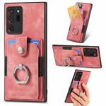 For Samsung Galaxy Note20 Ultra Retro Skin-feel Ring Card Wallet Phone Case(Pink)