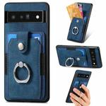 For Google Pixel 6 Pro Retro Skin-feel Ring Card Wallet Phone Case(Blue)