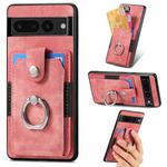 For Google Pixel 7 Pro Retro Skin-feel Ring Card Wallet Phone Case(Pink)