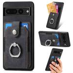 For Google Pixel 7 Pro Retro Skin-feel Ring Card Wallet Phone Case(Black)