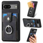 For Google Pixel 7 Retro Skin-feel Ring Card Wallet Phone Case(Black)