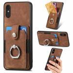 For Xiaomi Redmi 9A Retro Skin-feel Ring Card Wallet Phone Case(Brown)