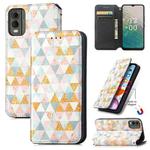 For Nokia C32 CaseNeo Colorful Magnetic Leather Phone Case(Rhombus)