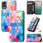 For Nokia C32 CaseNeo Colorful Magnetic Leather Phone Case(Colorful Cube)