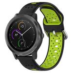 For Garmin Vivoactive3 20mm Breathable Two-Color Silicone Watch Band(Black+Lime Green)