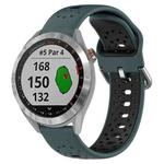 For Garmin Approach S40 20mm Breathable Two-Color Silicone Watch Band(Olive Green+Black)