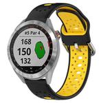 For Garmin Approach S40 20mm Breathable Two-Color Silicone Watch Band(Black+Yellow)