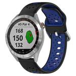For Garmin Approach S40 20mm Breathable Two-Color Silicone Watch Band(Black+Blue)