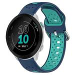 For Garmin Forerunner 55 20mm Breathable Two-Color Silicone Watch Band(Blue+Teal)