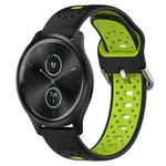 For Garmin VivoMove Style 20mm Breathable Two-Color Silicone Watch Band(Black+Lime Green)