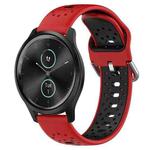 For Garmin VivoMove Style 20mm Breathable Two-Color Silicone Watch Band(Red+Black)