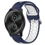 For Garmin VivoMove Style 20mm Breathable Two-Color Silicone Watch Band(Midnight Blue+White)