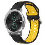 For Garmin VivoMove Luxe 20mm Breathable Two-Color Silicone Watch Band(Black+Yellow)