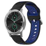 For Garmin VivoMove Luxe 20mm Breathable Two-Color Silicone Watch Band(Black+Blue)