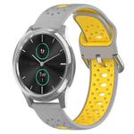 For Garmin VivoMove Luxe 20mm Breathable Two-Color Silicone Watch Band(Grey+Yellow)