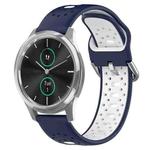 For Garmin VivoMove Luxe 20mm Breathable Two-Color Silicone Watch Band(Midnight Blue+White)