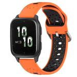 For Garmin Forerunner Sq2 20mm Breathable Two-Color Silicone Watch Band(Orange+Black)