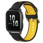 For Garmin Forerunner Sq2 20mm Breathable Two-Color Silicone Watch Band(Black+Yellow)