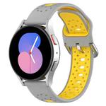 For Samsung  Galaxy Watch 4 Classic 46mm 20mm Breathable Two-Color Silicone Watch Band(Grey+Yellow)