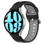 For Samsung Galaxy Watch 6 44mm 20mm Breathable Two-Color Silicone Watch Band(Black+Grey)