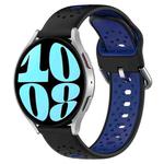 For Samsung Galaxy Watch 6 44mm 20mm Breathable Two-Color Silicone Watch Band(Black+Blue)